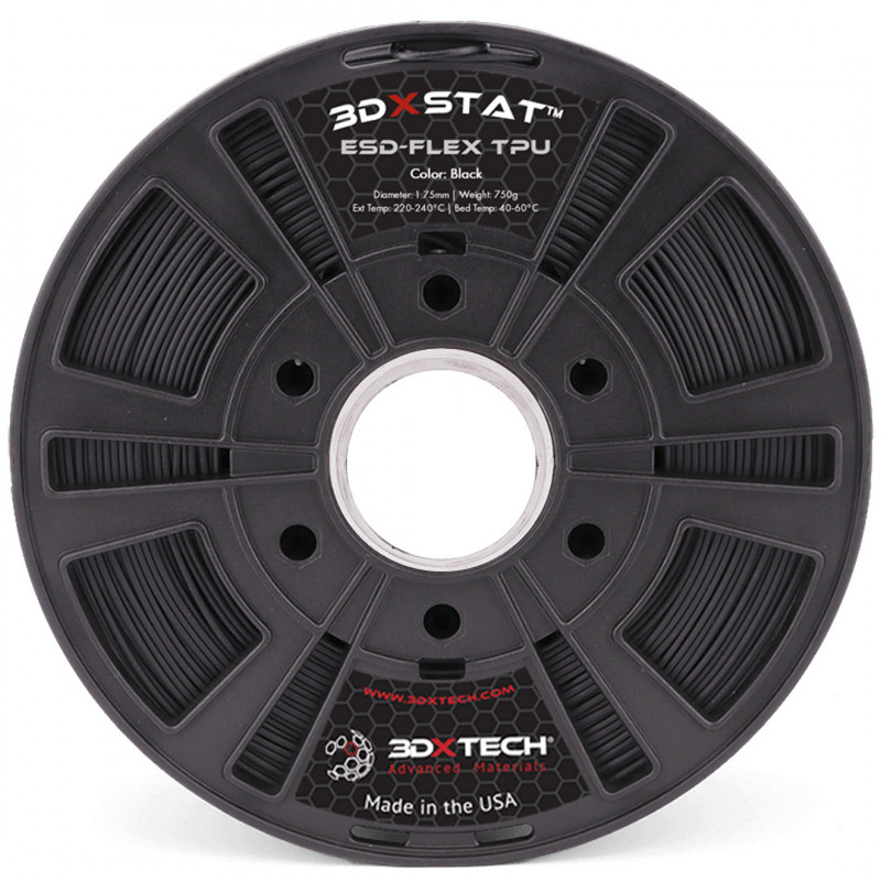 ESD-FLEX [TPU] 3D FILAMENT - Negro / 1.75mm / 750g - 3DXTech ESD-Safe 19210060 3DXTech