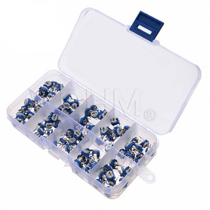 100 pcs Kit de potentiomètre à film de carbone assorti RM065 Potentiomètres et trimmers 09070114 DHM