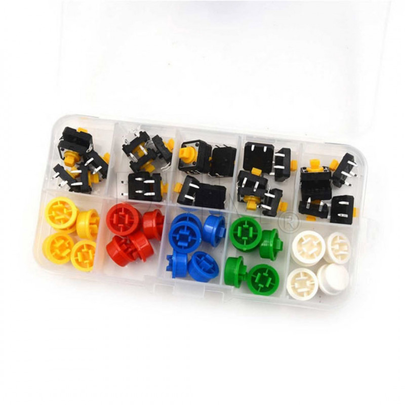 50 Stück Assortierte Schaltersätze B3F4055 und deren Kappen in verschiedenen Farben Mikroschalter und DIP-Schalter 12130143 DHM