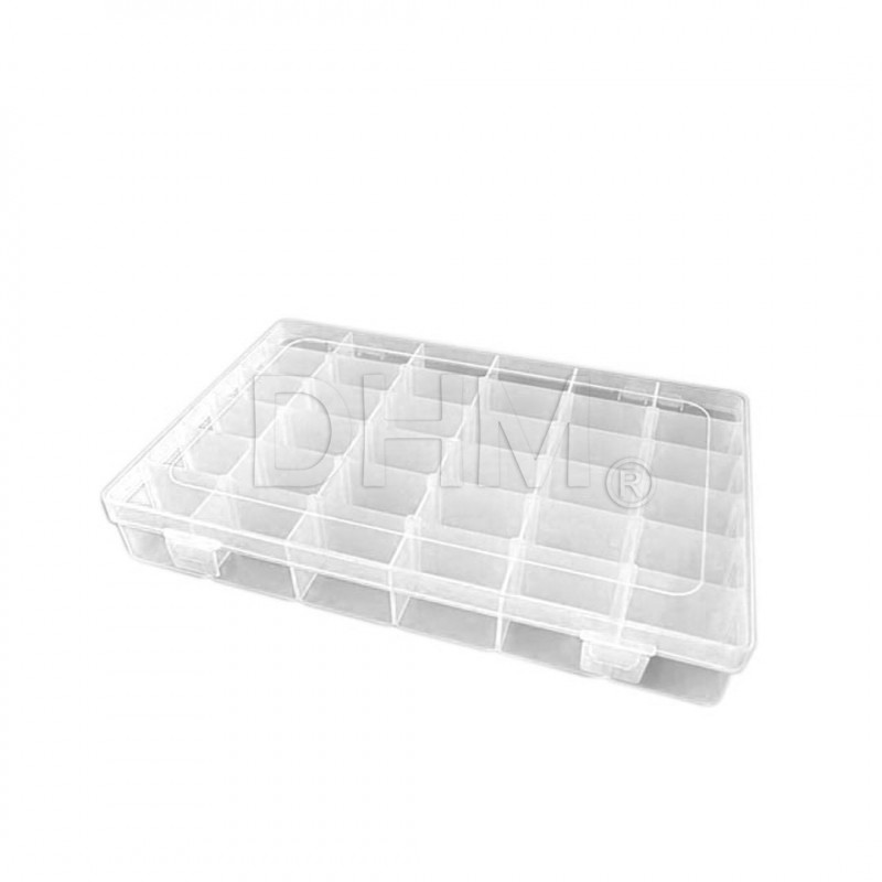 Caja de plástico transparente 19,8x13,4x3,8 mm Cajas con Compartimentos 12130145 DHM