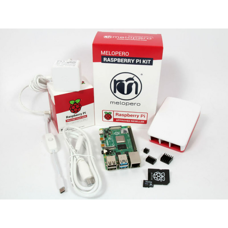 Raspberry Pi 4 Computers 2GB Ram OFFICIAL PREMIUM KIT with MicroSD 32GB (White) Cards Raspberry Pi 19220003 Raspberry Pi