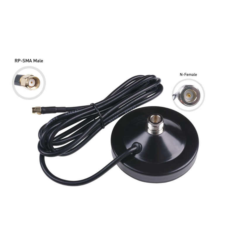 Antenna Magnetic Base N Female to RP-SMA male - CFD200-Black-2m Wireless & IoT19011209 SeeedStudio