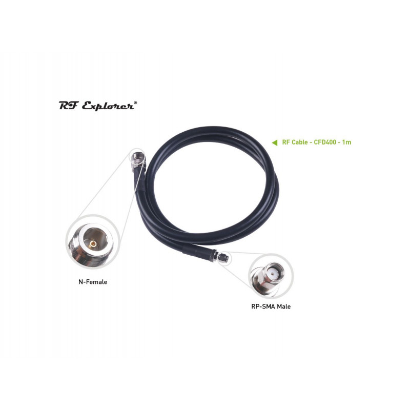 Cable RF N Hembra a RP-SMA Macho-CFD400-Negro-1m Para la pasarela de interior SenseCAP M1 y la antena de fibra de vidrio Wire...