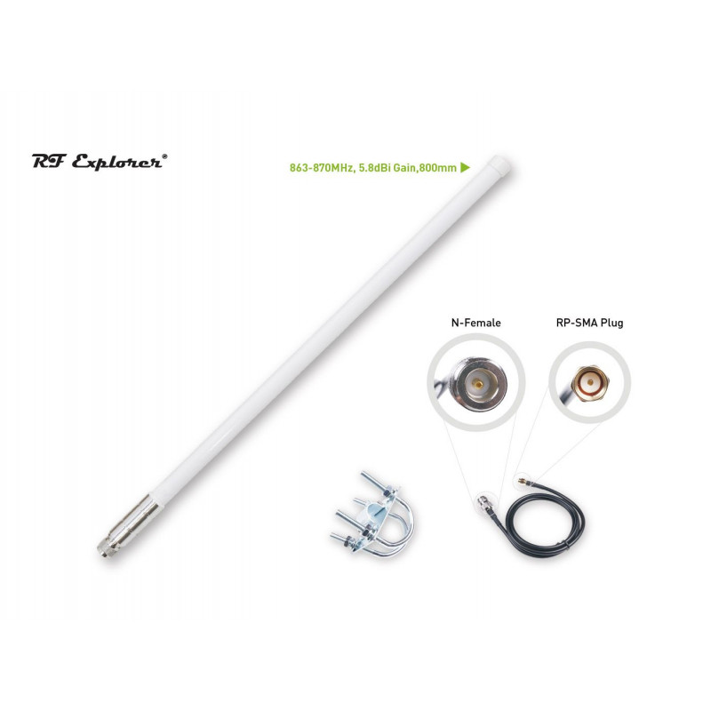 Kit de antena de fibra de vidrio LoRa 863-870MHz 5.8dBi 800mm RF Explorer RFELA-2/58X Wireless & IoT 19011250 SeeedStudio