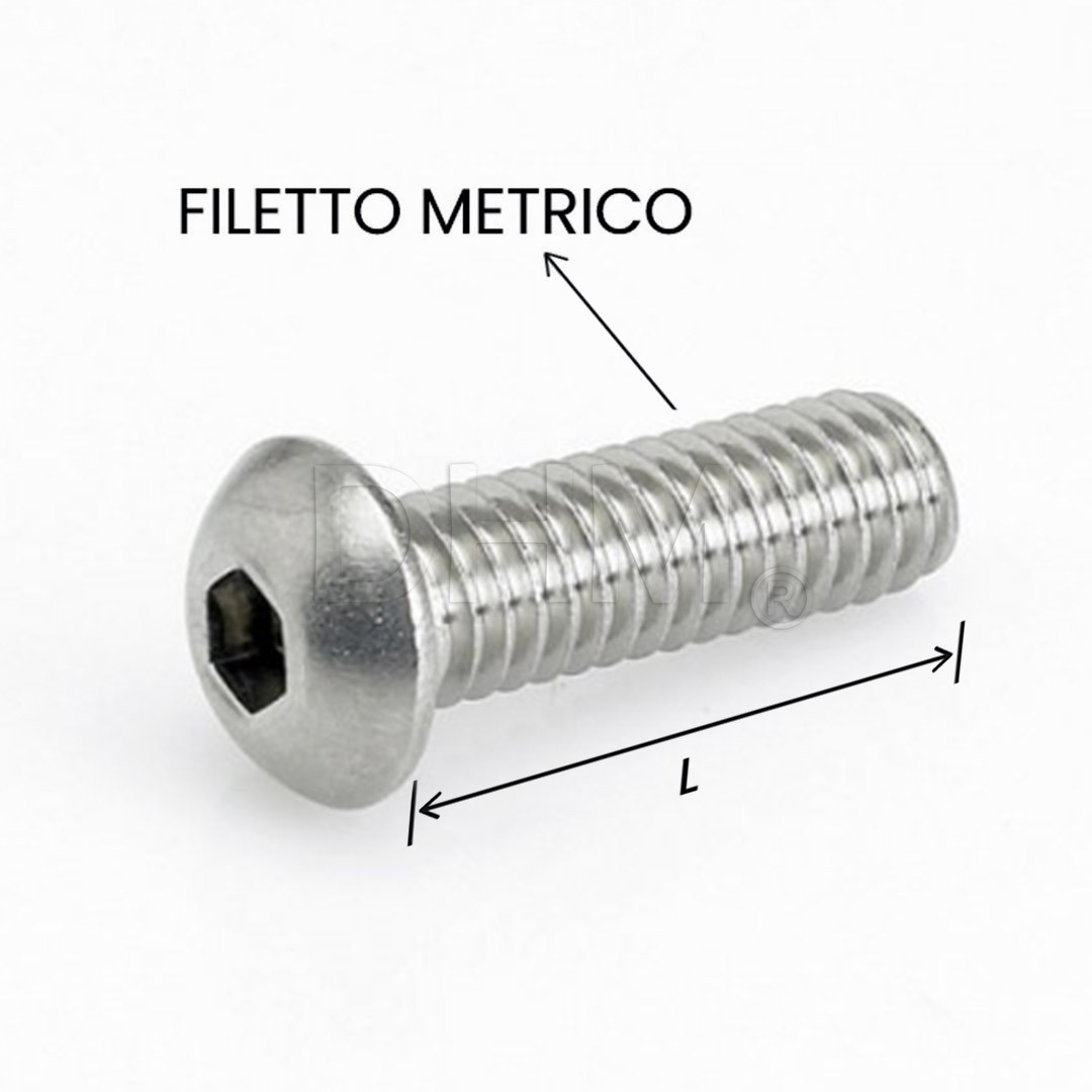 Bulloni a vite M8-1,25 x 40 mm, con testa a bottone, attacco a brugola, acciaio inossidabile 304, finitura ossido nero, quantità 10