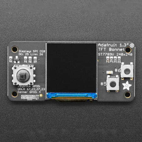 Adafruit Bonete TFT en color de 1,3" para Raspberry Pi - TFT de 240x240 + complemento de joystick