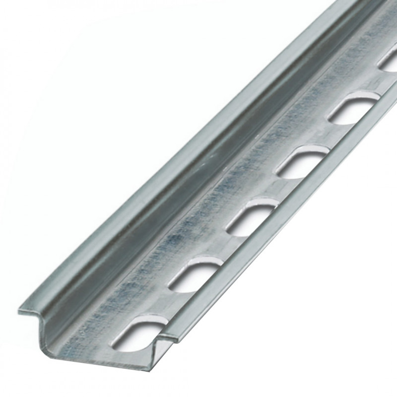 Rail oméga bas perforé 35x7,5 mm en acier galvanisé Sendzimir - rail DIN - 1 mètre Boîtiers et accessoires 19490088 Qtech