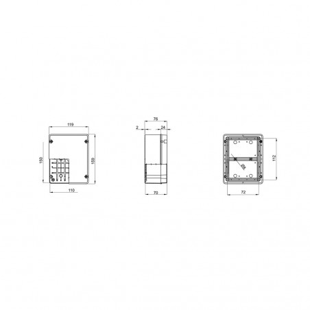 JUNCTION BOX WITH LOW SCREW COVER - 150X110X70