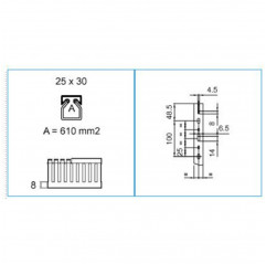 Canalización de cables 25x30 mm - ranura 8 mm - gris - por metro Canalizaciones para Cables 19640003 Bocchiotti