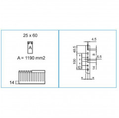 Canalización de cables 25x60 mm - ranura 4 mm - gris - por metro Canalizaciones para Cables 19640004 Bocchiotti