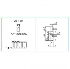 Canalización de cables 25x60 mm - ranura 8 mm - gris - por metro Canalizaciones para Cables 19640005 Bocchiotti