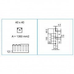 Cable duct for cable wiring 40x40 mm - slot 8 mm - gray color - by the meter Cable Trunking 19640008 Bocchiotti