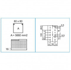 Canalización de cables 80x80 mm - ranura 4 mm - gris - por metro Canalizaciones para Cables 19640017 Bocchiotti