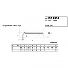 Allen key 1.5 mm - ISO 2936 - DIN 911 - galvanized steel - allen key Tools 02020301 DHM