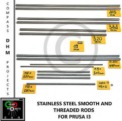 Kit barre filettate e lisce Prusa i3- stainless steel smooth & threaded rods- 3D Stampa 3D18011011 DHM