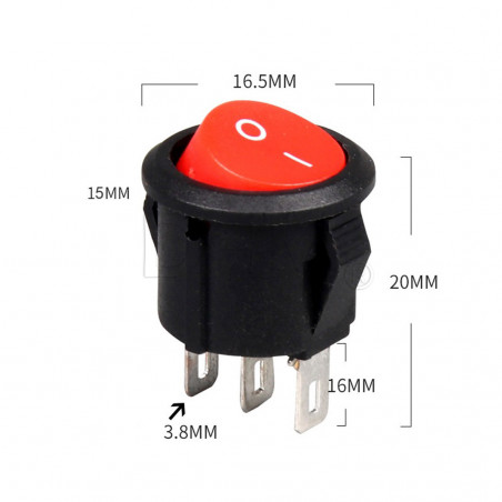 Round On/Off Button Switch 3A 250V / 6A 125V
