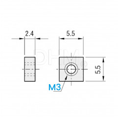 Square nut - series 3 - for profile 15x15 mm Series 3 (slot 5) 14090114 DHM