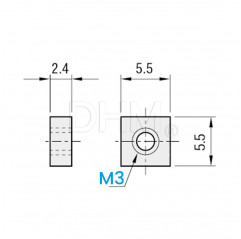 Tuerca cuadrada - serie 3 - para perfil 15x15 mm Serie 3 (ranura 5) 14090114 DHM