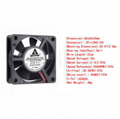 Ventilador de doble rodamiento 60x60x20mm 24V Aficionados 19720002 Gdstime