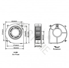 Turbo - ventilateur sans balais à double palier avec conduit 40*40*20 mm 24V Ventilateurs 19720000 Gdstime