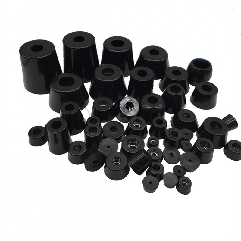 Pies negros antideslizantes - 14x11x9mm Ruedas, pies, rodillos y transportadores de rodillos 11060221 DHM