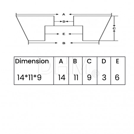 Black non-slip feet - 14x11x9mm
