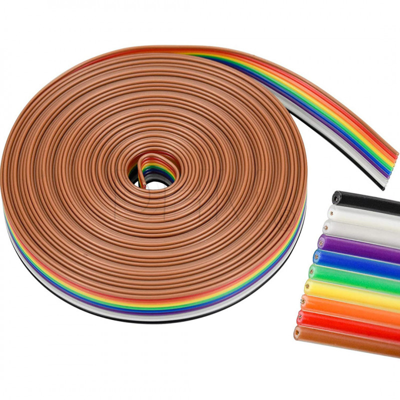 Cable plano de 10 clavijas 28 AWG colores - cable plano Cables de aislamiento Simple 12130198 DHM