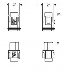 FRUIT SOCKET 3P.+T 10A 600V - CKF 03 Heavy Duty Power Connectors 19460018 Ilme