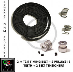 2m T2.5 Zahnriemen mit 2 Riemenscheiben 16 Zähne & Madenschrauben - RepRap - 3D-Drucker 3d Drucken 18010102 DHM