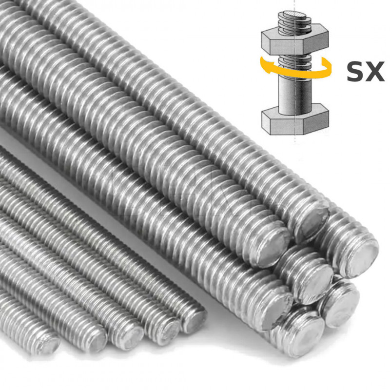 Left-handed galvanized threaded rod M5 L.1000 mm - 1 meter Threaded rods 02082942 DHM