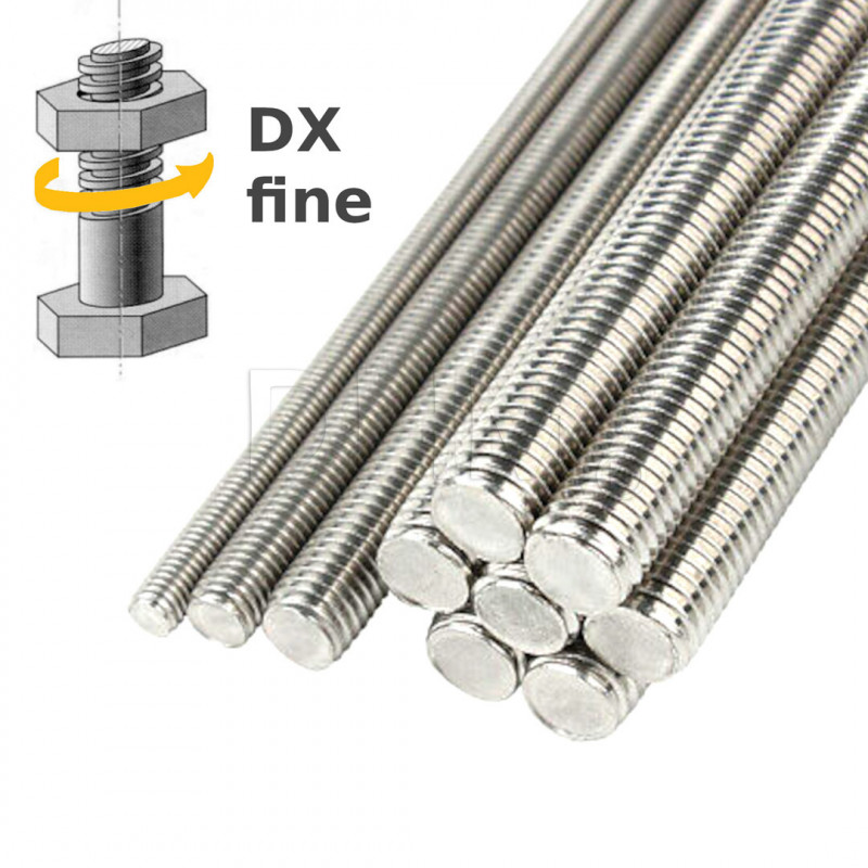 Stainless threaded rod fine pitch M8 L.1000 mm - 1 meter Threaded rods 02082964 DHM