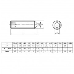 Grano con esagono incassato M3x4 punta conica - vite senza testa acciaio Grani02083187 DHM