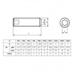 Vis à tête cylindrique à six pans creux M8x10 cupule - vis sans tête acier inoxydable A2 Graines 02083548 DHM