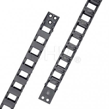 Cadena portacables 10x10 mm - longitud 1 metro - abertura a presión exterior