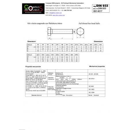 Hexagonal head screw with galvanized full thread 6x25