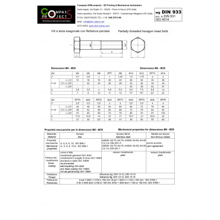 Vite 10x90 testa esagonale con filettatura parziale zincata (Zinc Plated)