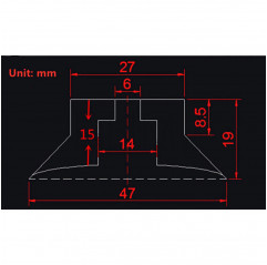 Piedino antiscivolo a ventosa di colore nero - 48x18x27mm Ruote, piedini, rulli e rulliere11060232 DHM