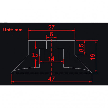 Pie de ventosa negro antideslizante - 14x11x9mm