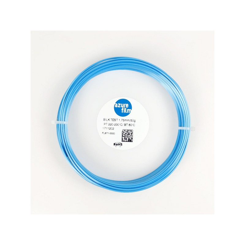 Muestra de filamento PLA Silk Sky Blue 1.75mm 50g 17m - Filamento para impresión 3D FDM AzureFilm PLA Silk AzureFilm 19280136...