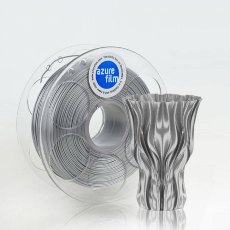 Muestra de filamento PLA Silk Silver 1.75mm 50g 17m - Filamento para impresión 3D FDM AzureFilm
