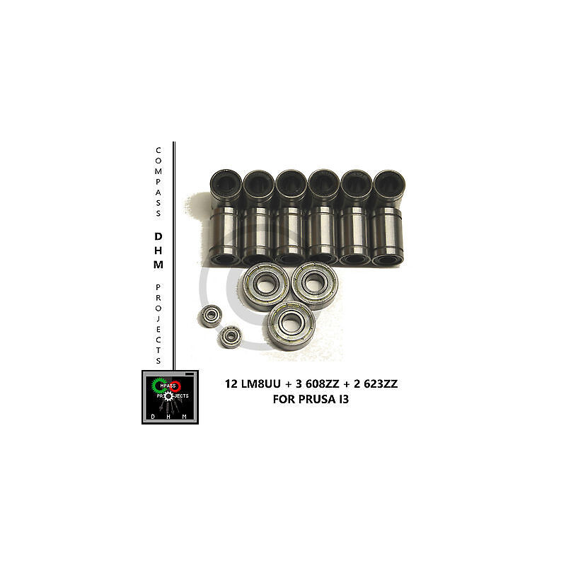 12 lm8uu - 3 608zz - 2 623zz - Prusa i3 bearing kit - reprap - 3D printer Impresión 3d 18010401 DHM