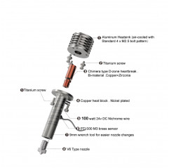 Goliath air Hotend - hotend per VzBot con raffreddamento ad aria Vz-Hotend19760006 Mellow 3D