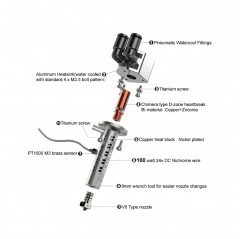 Hotend hotend Goliath water - pour VzBot refroidi par liquide Vz-Hotend 19760007 Mellow 3D