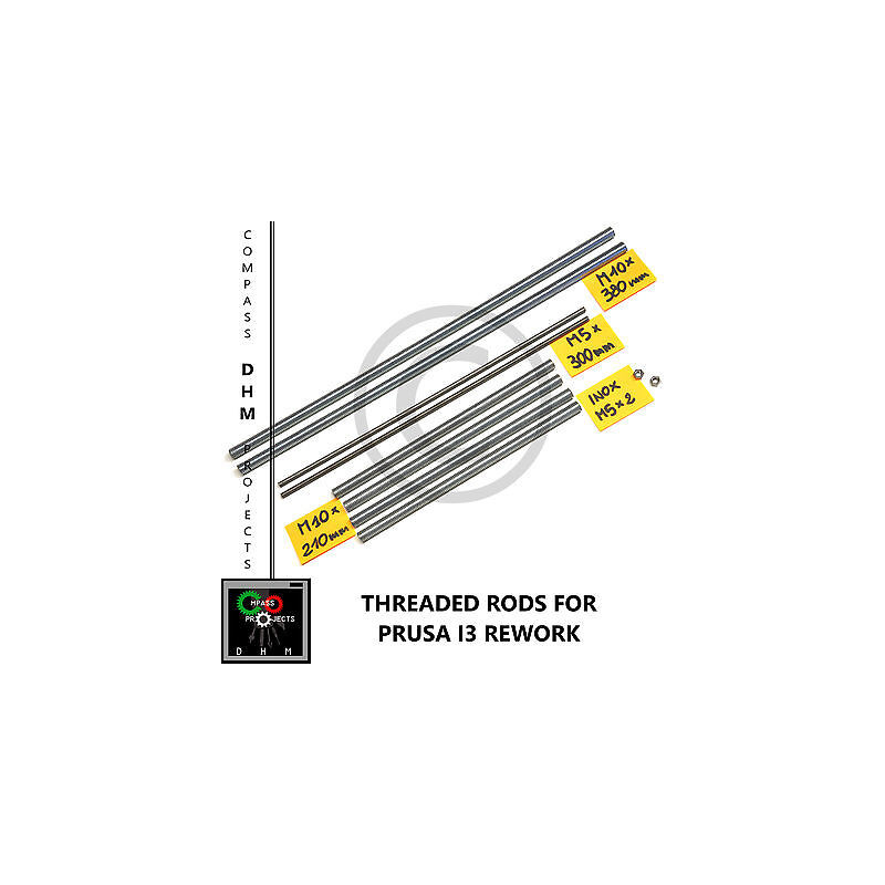 Prusa i3 Rework threaded rods - stainless steel threaded rods M5/10- Reprap 3D 3D printing 18011009 DHM