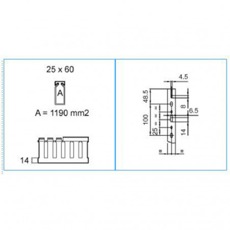 Cable duct for cable wiring 25x60 mm - slot 8 mm - gray color - by the meter + Cover