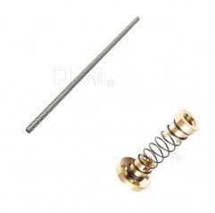 Tornillo sinfín trapezoidal Ø8 mm 4 principios paso 2 mm longitud 210 mm + casquillo antigolpe T8 Tornillos trapezoidales T8 ...