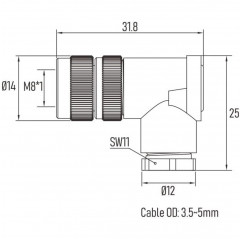 Kit connettori per motori M23CL Duet3D - connettore femmina 3 PIN e 4 PIN con due chiavi a brugola Espansioni19240041 Duet3D