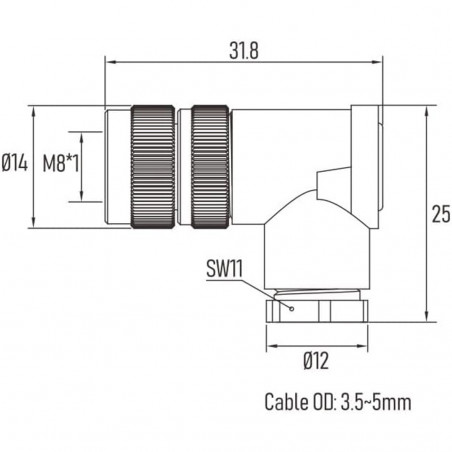 Kit de connecteurs de moteur M23CL Duet3D - Connecteur femelle à 3 et 4 broches avec deux clés Allen