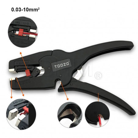 Toozo Quick Wire Stripper Tool - Alicate pelacables automático para cables 0,03-10mm² 32-7 AWG