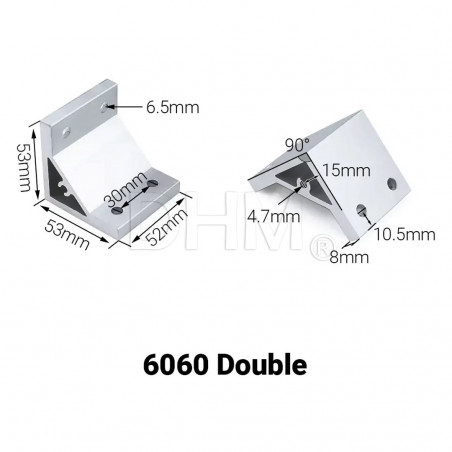 Escuadra de 90° para perfil de la serie 6 - Perfil de aluminio 6060